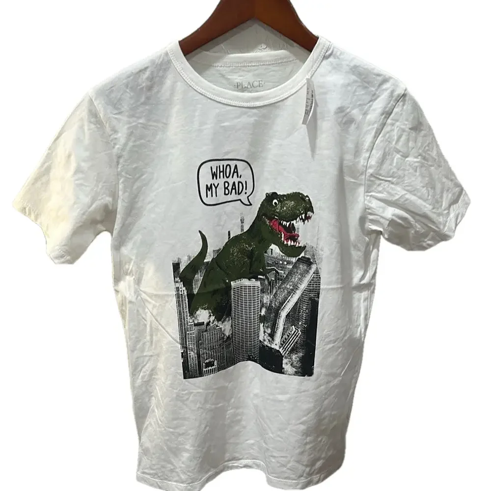 The children’s place Kids White Dinosaur Graphic T-Shirt size XL 14 NWT
